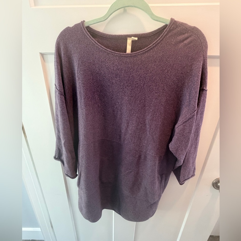 J Jill Medium Purple Knit Sweater Soft Relaxed Fit 3/4 Sleeve Tunic Top